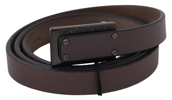 Costume National Women's Brown Leather Tactical Logo Buckle Dark