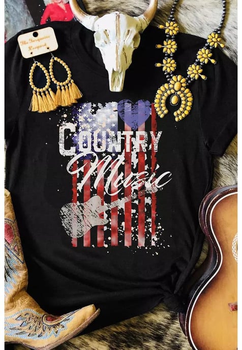 Women's American Flag Print Short Sleeve T-Shirt in Black - Image 4