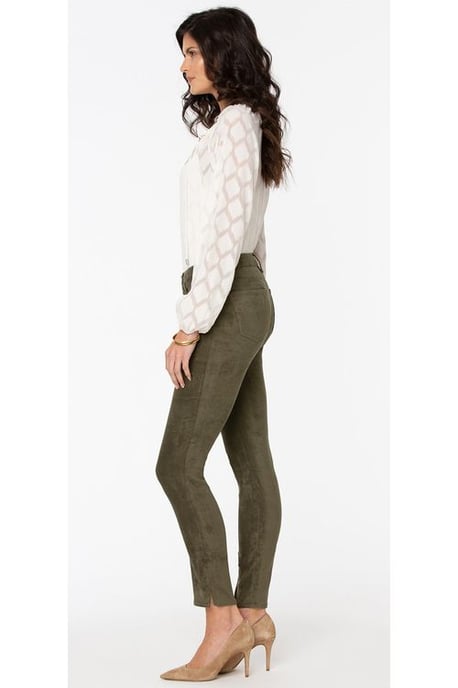 Alina Skinny Green Faux Suede