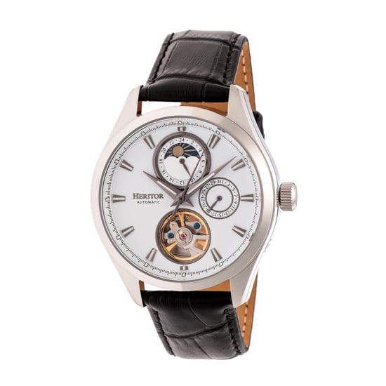 Heritor Automatic Sebastian Semi-Skeleton Leather-Band Watch - Image 1