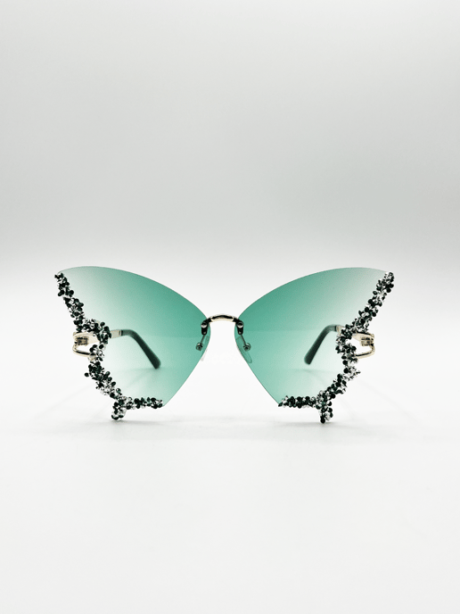Butterfly Lens with Crystal Detail in Green - Image 1