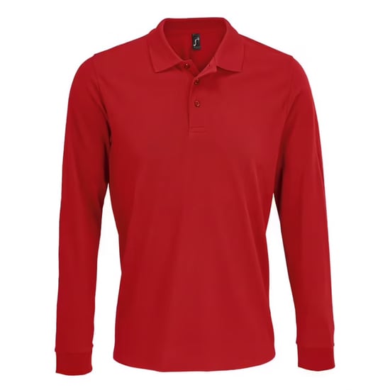SOLS Unisex Adult Polycotton Long-Sleeved Polo Shirt (Red) - Image 1