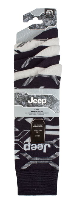 Mens Bamboo Dress Socks | Jeep | 5 Pack Breathable Leisure Socks for Everyday Wear - Navy / Grey - Image 2