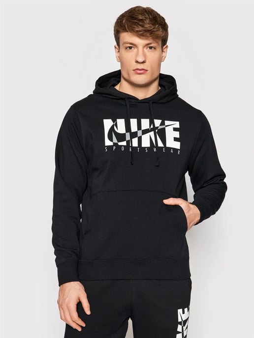 Nike Mens Sportswear Fleece Hoodie in Black - Image 1