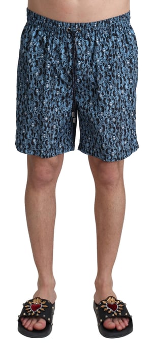 Dolce & Gabbana Herrblå Mönstrade Badshorts Badkläder - Image 1