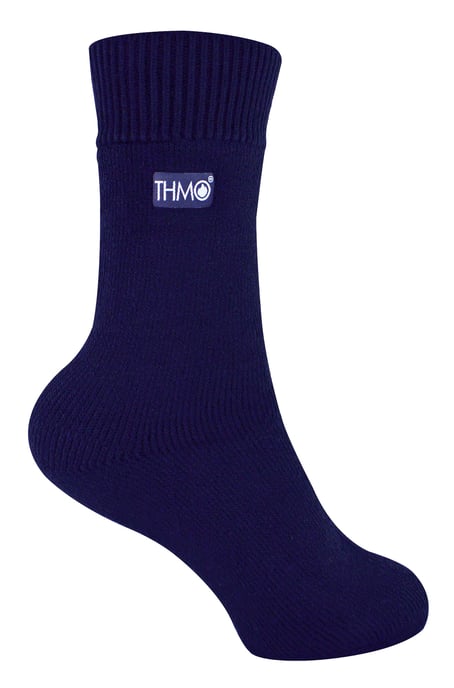 Kids Thermal Socks for Winter | THMO | Warm Fluffy Fleece Inner Socks for Boys & Girls - Navy - Image 1