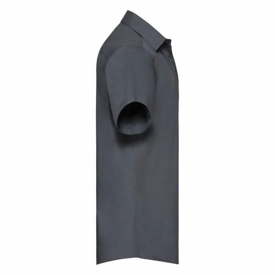 Russell Collectie Heren Korte Mouwen Poly-Katoen Easy Care op maat gemaakt Poplin Shirt (Konvooi Grijs) - Image 3