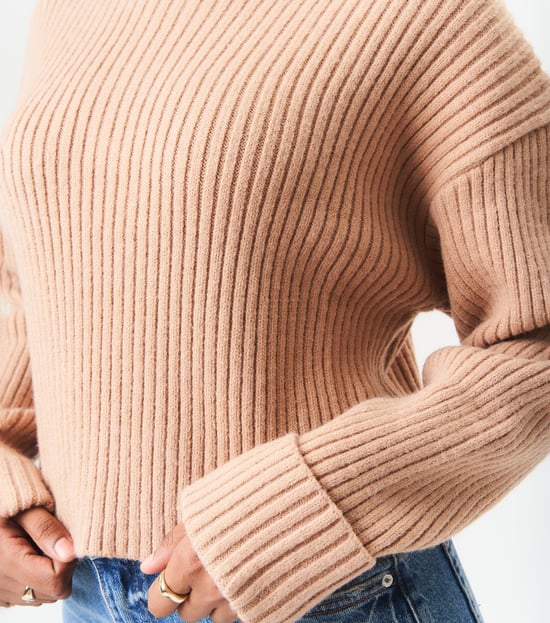 High Neck Chunky Knit Crop Jumper