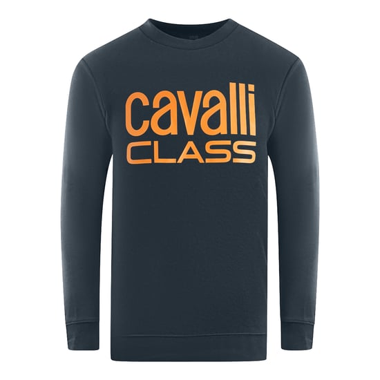Cavalli Class Bold Brand Logo Navy Blue Sweatshirt - Image 1