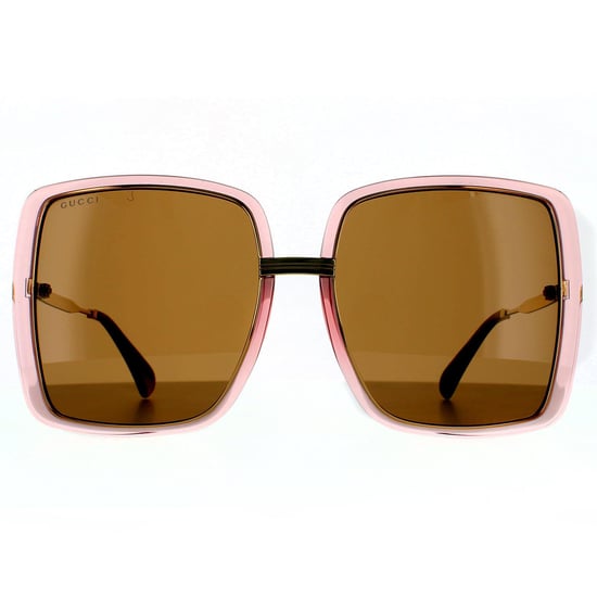 Gucci Square Womens Pink Crystal and Gold  Brown Sunglasses