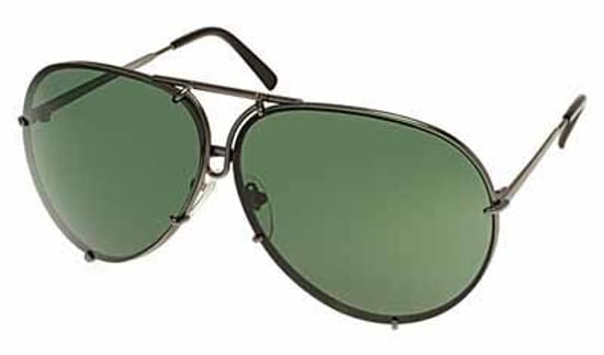 Porsche Avaitor metal Unisex Sunglasses Matte Grey / Green