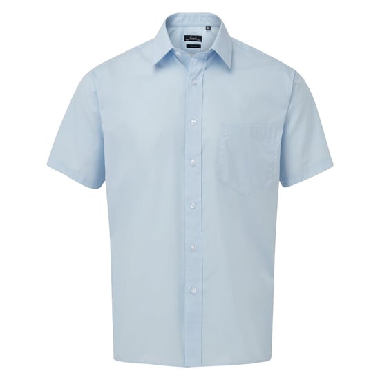 Premier Mens Short Sleeve Poplin Shirt (Light Blue) - Image 1