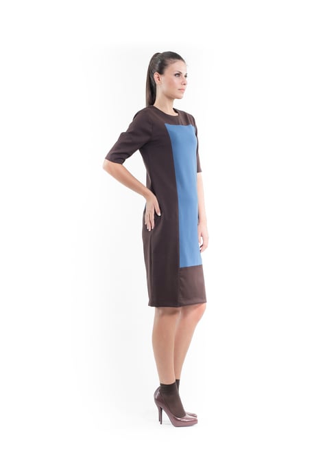 Contrast Fabric Shift Dress petrol