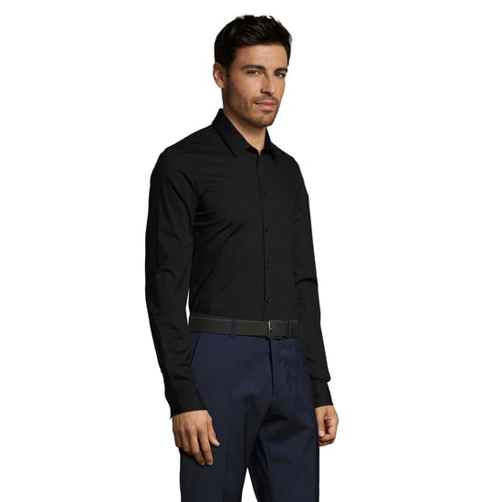 SOLS Heren Blake Stretch Shirt Met Lange Mouwen (Zwart) - Image 3