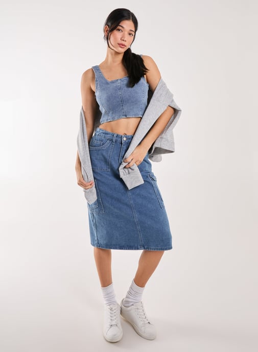 Denim Cropped Corset Top
