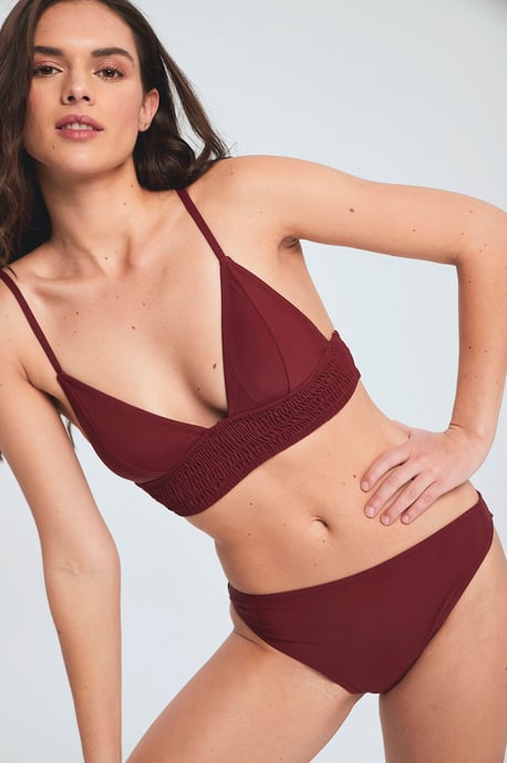 Herita Gewatteerde Smock Bikini Set - Bordeaux - Image 3