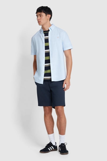 Brewer Stripe Short Sleeve Shirt Light Blue - Image 3