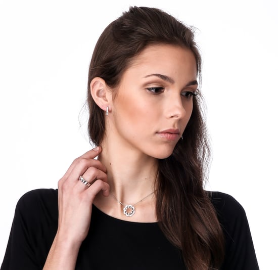 Orphelia 'Onyx' Women's 925 Sterling Silver Hoop Earrings - Silver ZO-7127