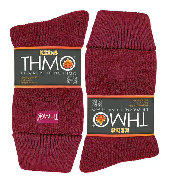 Kids Thermal Socks for Winter | THMO | Warm Fluffy Fleece Inner Socks for Boys & Girls - Fuchsia - Image 2