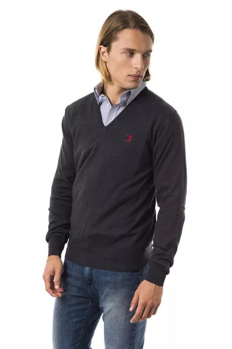 Uominitaliani Men's Gray Merino Wool Sweater - Image 2