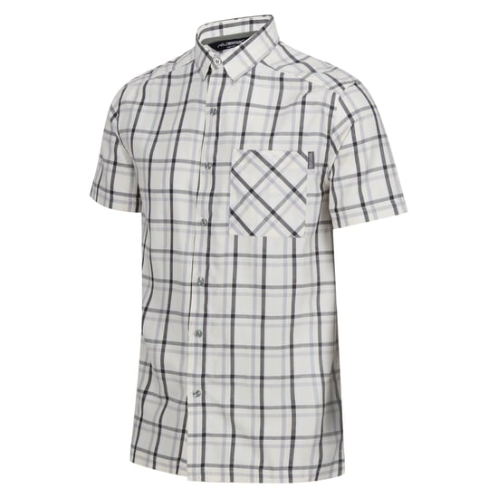 Regatta Mens Mindano VIII Checked Short-Sleeved Shirt (Silver Grey/Ash/White/Marshmallow)