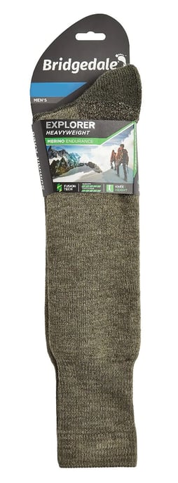 Bridgedale - Mens Outdoor Merino Wool Knee High Socks - Olive - Image 2
