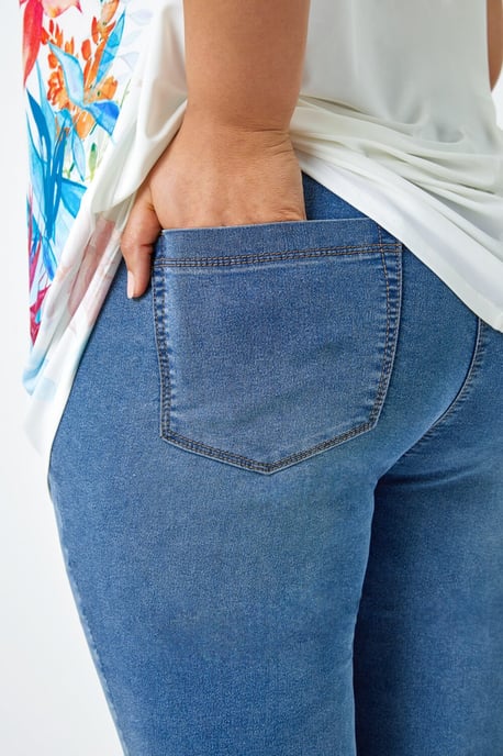 Curve Elastic Waist Cropped Denim Jeggings