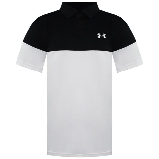 Under Armour Short Sleeve Collared BlackWhite Kid Blocked Polo Shirt 1366428 001