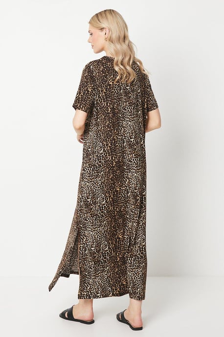 Animal Slit Hem Jersey Maxi Dress
