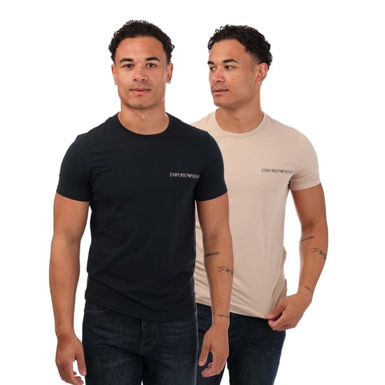 Men's Emporio Armani EA7 2 Pack Lounge Crew T- Shirts in Multi colour - Image 1
