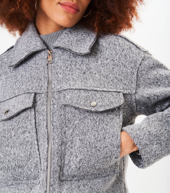 Cropped Wool Blend Jacket