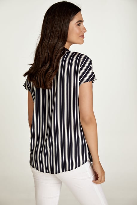 Sleeveless Blue and White Striped Top