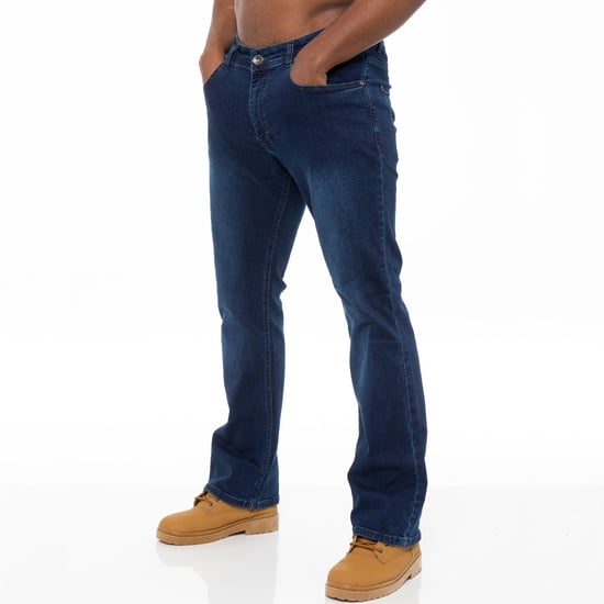 Enzo Mens Bootcut Stretch Denim Jeans - Image 1