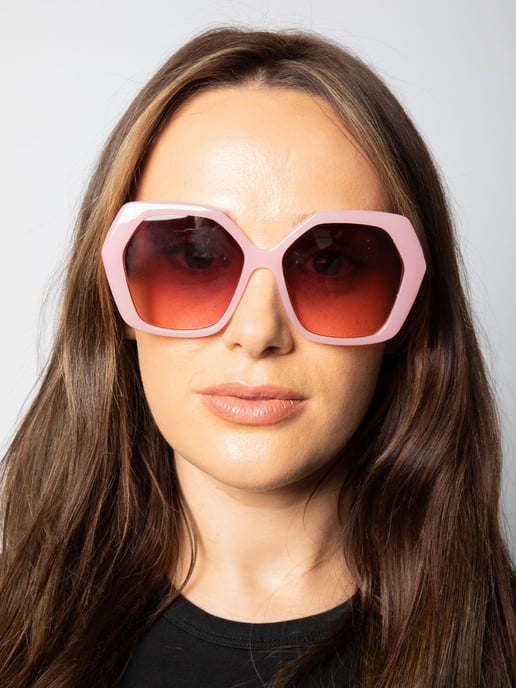 Oversized Rounded Angular Sunglasses in Pink