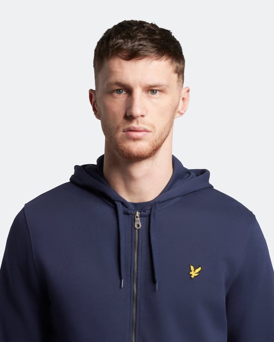 Lyle & Scott hoodie met rits in marineblauw - Image 4