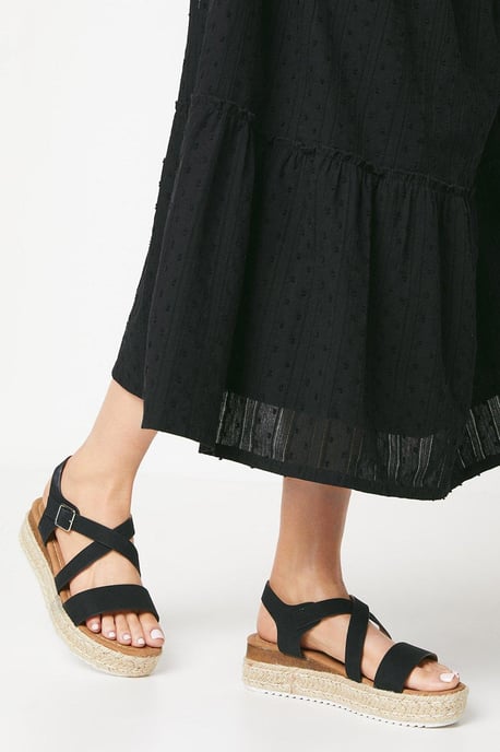 Beauty Cross Strap Espadrille Footbed Sandal
