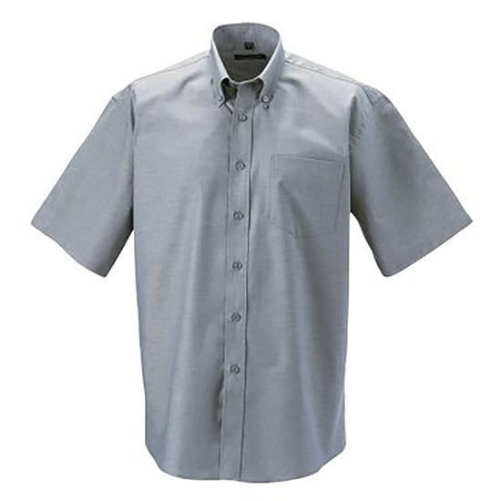 Russell Collection Mens Short Sleeve Easy Care Oxford Shirt (Silver Grey) - Image 1
