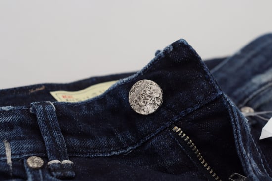 Acht Blå Bomull Låg Midja Slim Fit Dam Casual Denim Jeans - Image 5