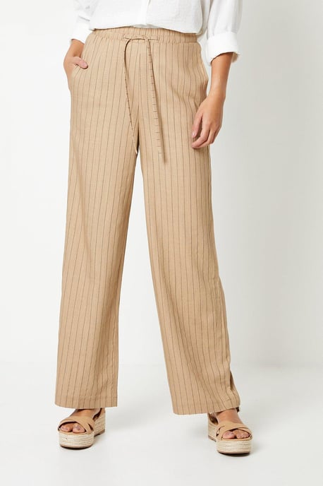 Drawstring Tie Waist Wide Leg Trouser