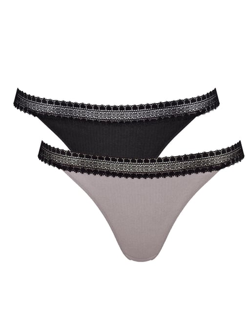 GO Ribbed Tanga Briefs 2 Pack
