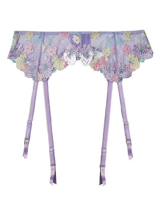 Playful Promises Luna Embroidery Picot Suspender Belt