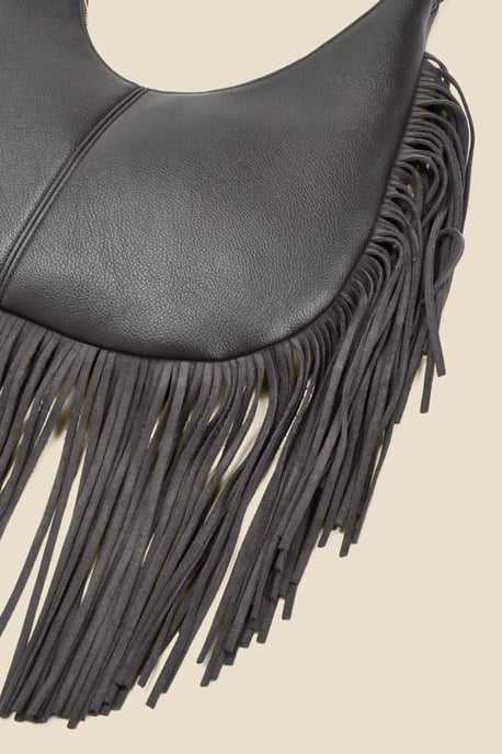 Dark Brown Fringe Detail Western Shoulder Bag