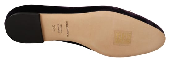 Dolce & Gabbana Women's Purple Velvet DG Heart Loafers Flats Shoes
