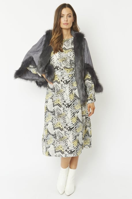 Faux Fur Faux Suede Cape Jacket