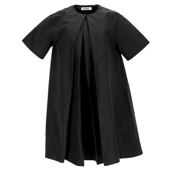 Jil Sander Pleated Mini Dress in Black Cotton - Image 1
