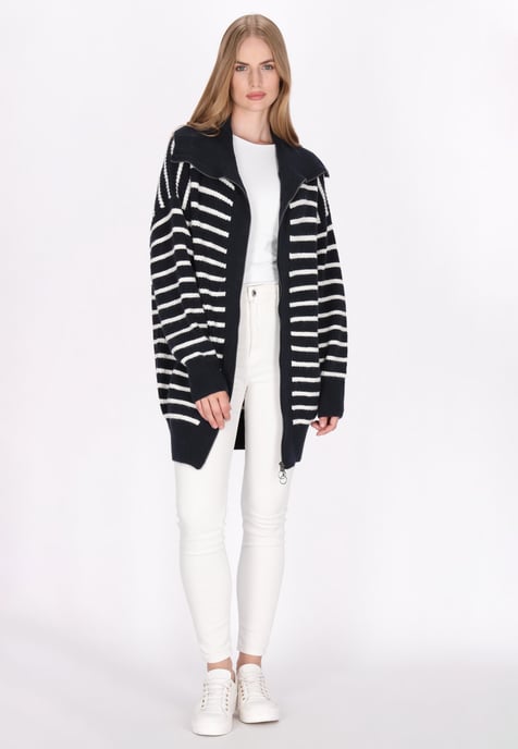 Dreimaster Cardigan women marine wool white - Image 2