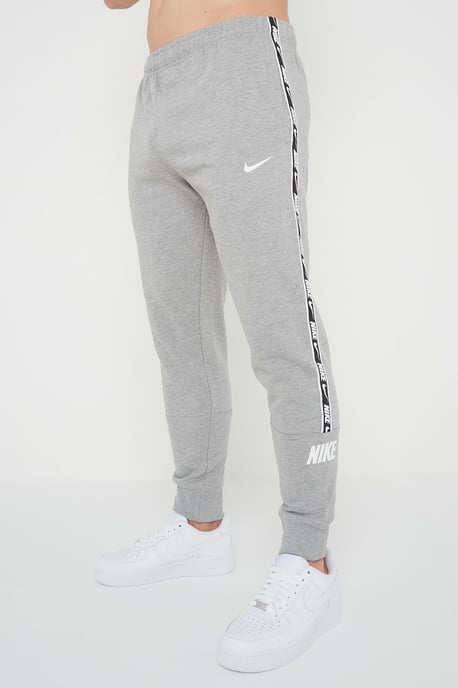 Nike Mens Repeat Taping Logo Fleece Cuffed Joggers in Grey - Image 3