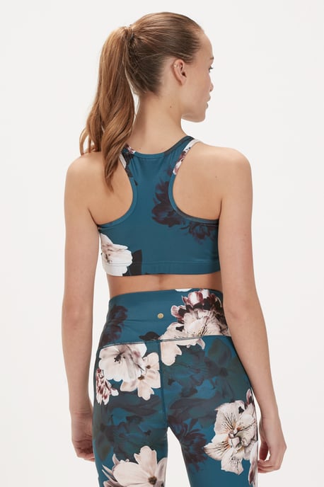 France Blue Floral Racerback Sports Bra
