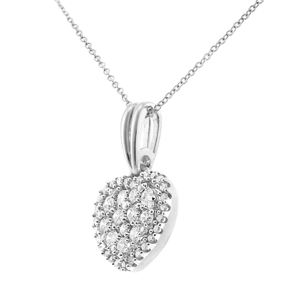 9ct White Gold Diamond Cluster Heart Pendant Necklace of Length 46cm