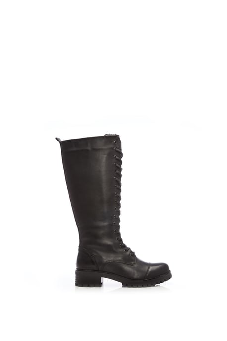 'Sh Irrona' Black Leather Knee High Boots